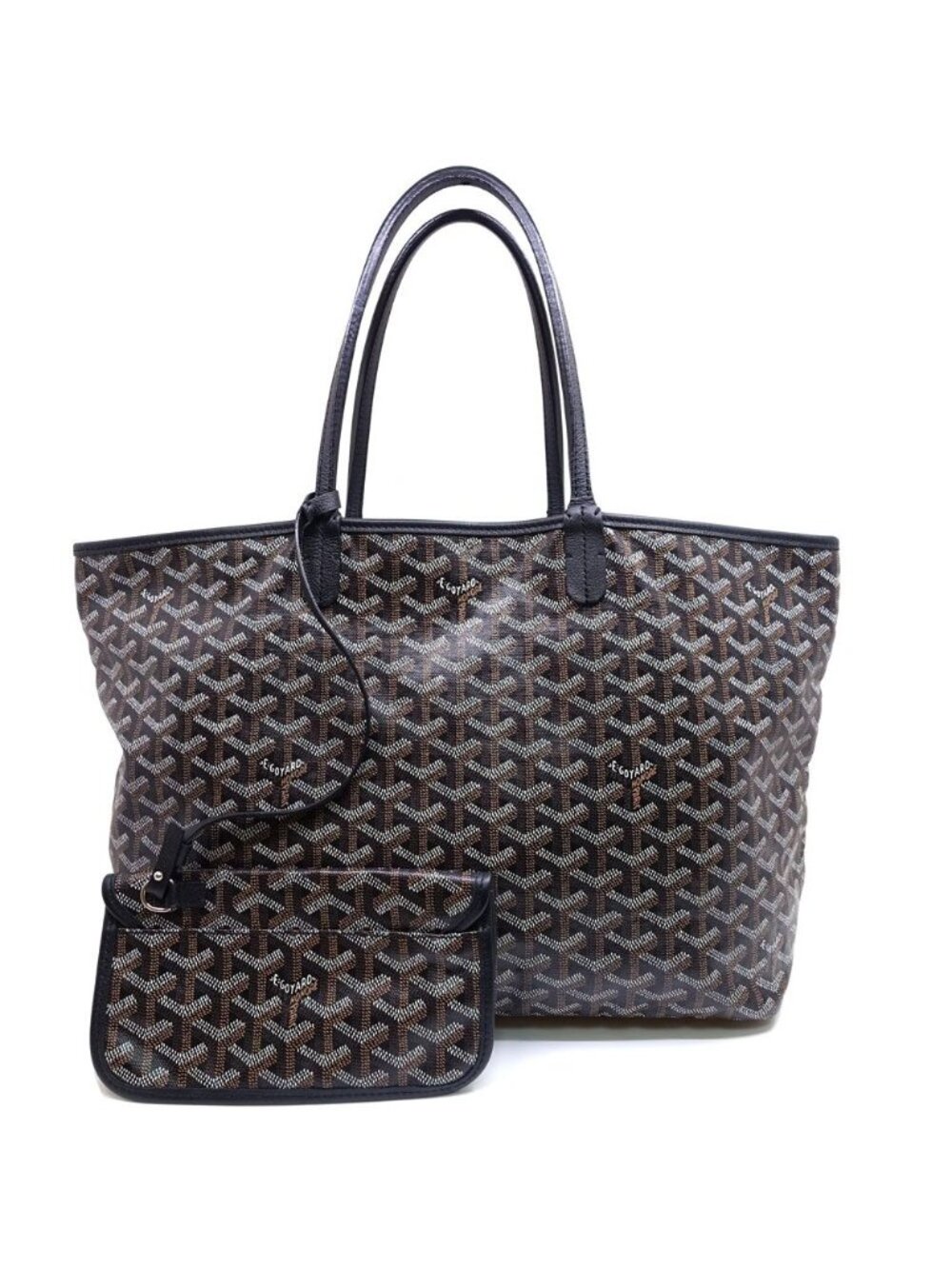 Goyard Saint Louis PM Tote Goyardine Canvas Black Silver
